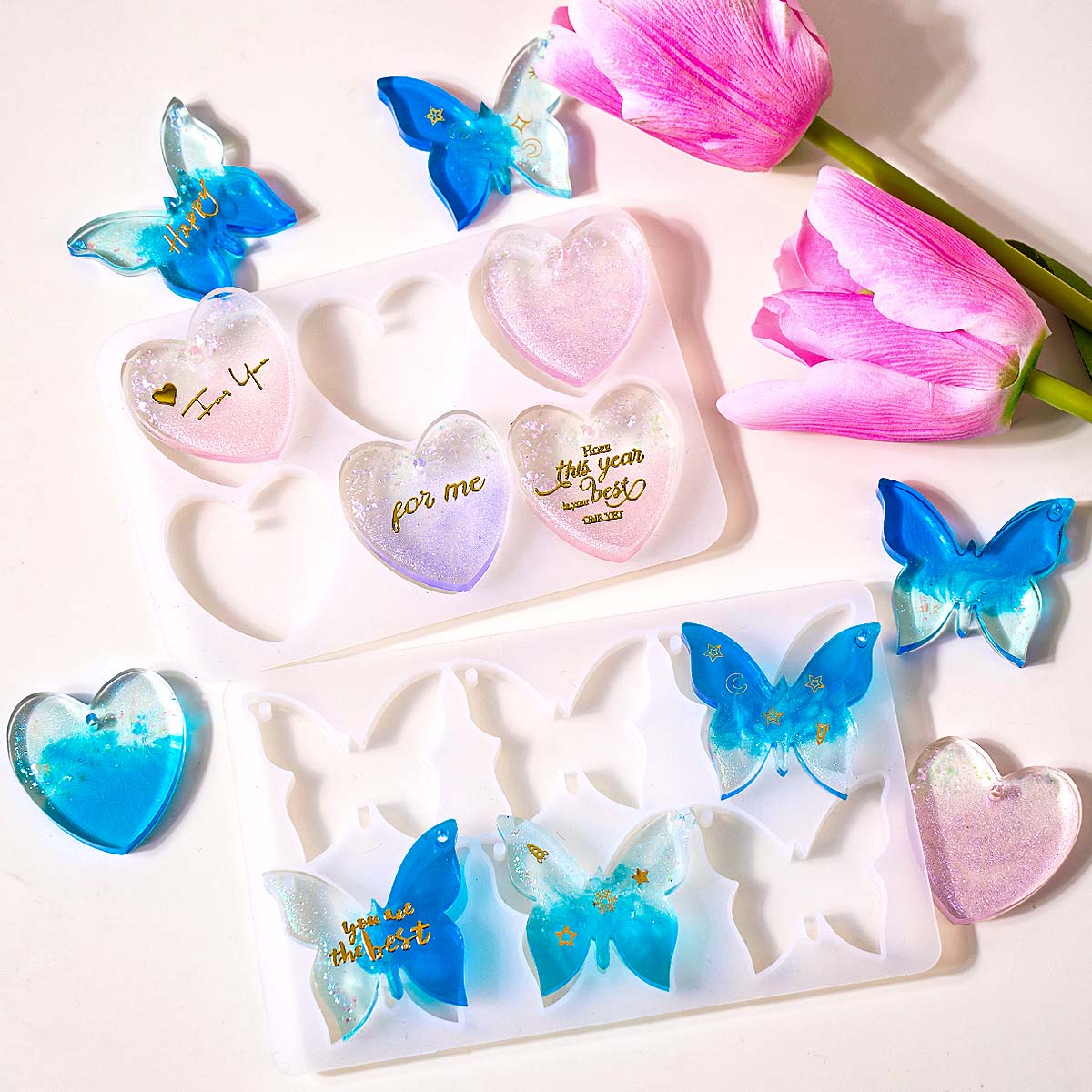 Resin Art Glue - Cetakan Silikon Anting Enam Lubang dengan