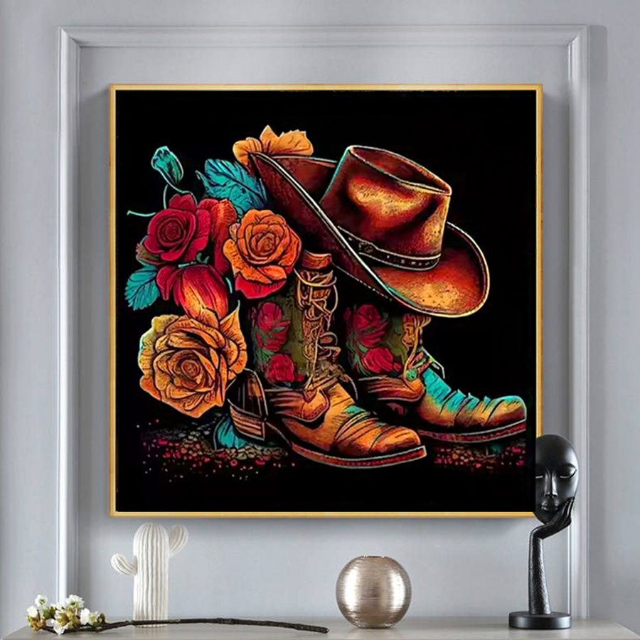 Resin Art Rose - Topi Koboi Sepatu Bot Lukisan Berlian