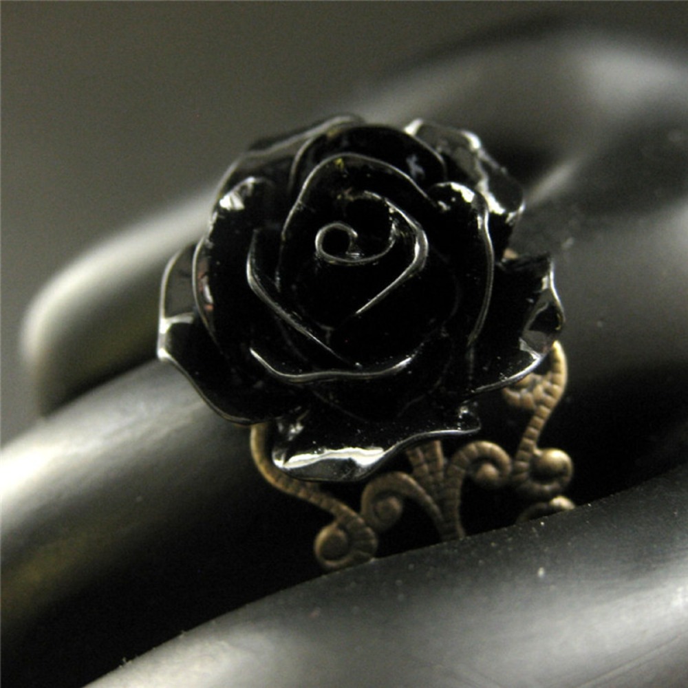 Resin Art Ring - Cincin Pembukaan Berongga Warna Emas Bunga