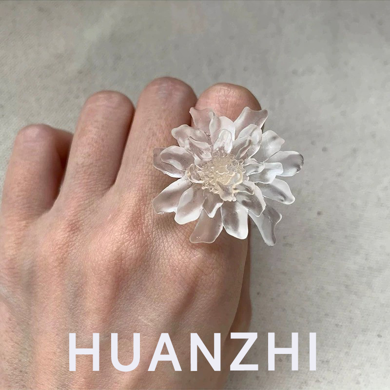 Resin Art Ring - HUANZHI Cincin Bunga Resin Buram Transparan