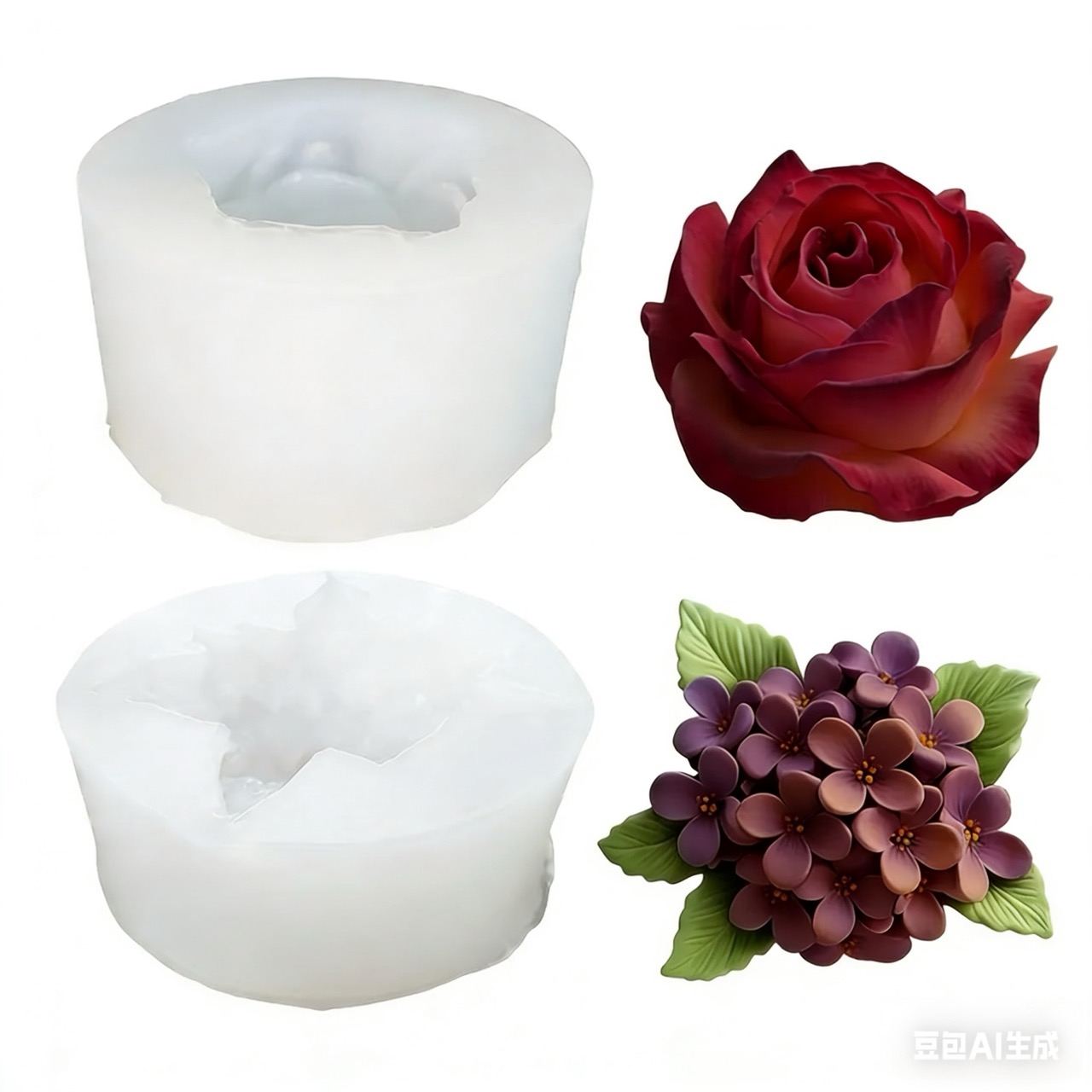 Resin Art Rose - 2 Buah Cetakan Silikon Bunga Mawar