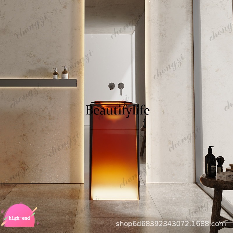 Resin Art In Floor - R134 Wastafel kolom resin transparan berwarna,