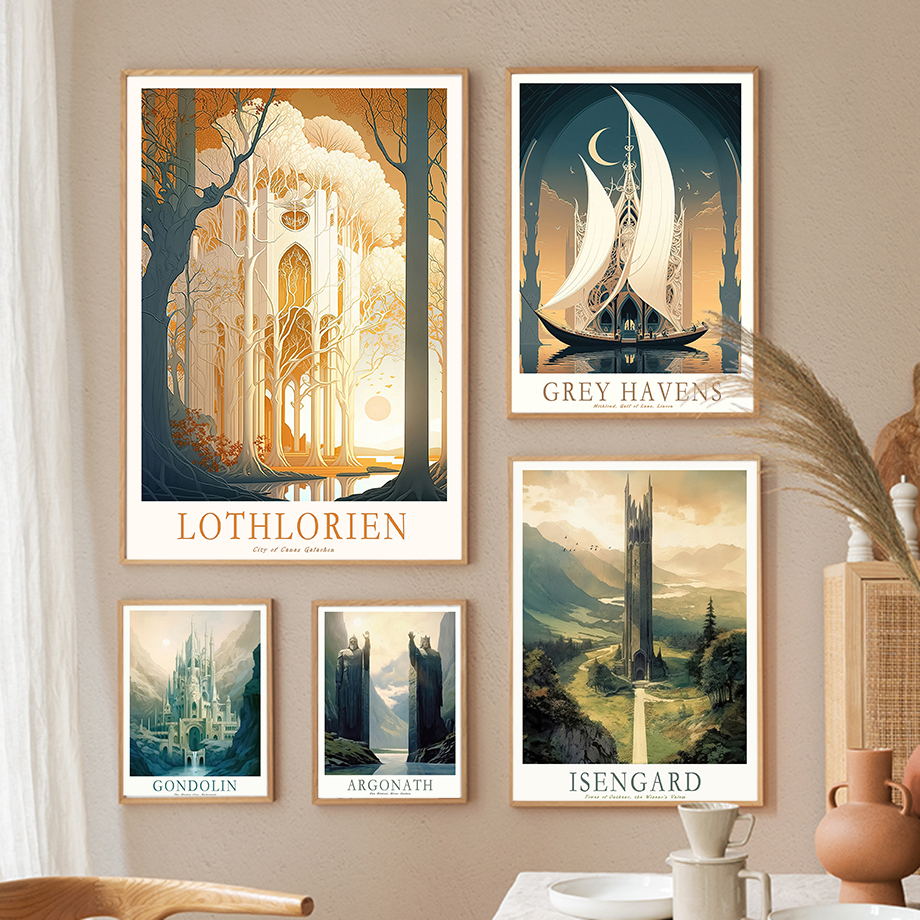 Resin Art Ring - Poster Perjalanan Retro Dunia Tengah, Hutan