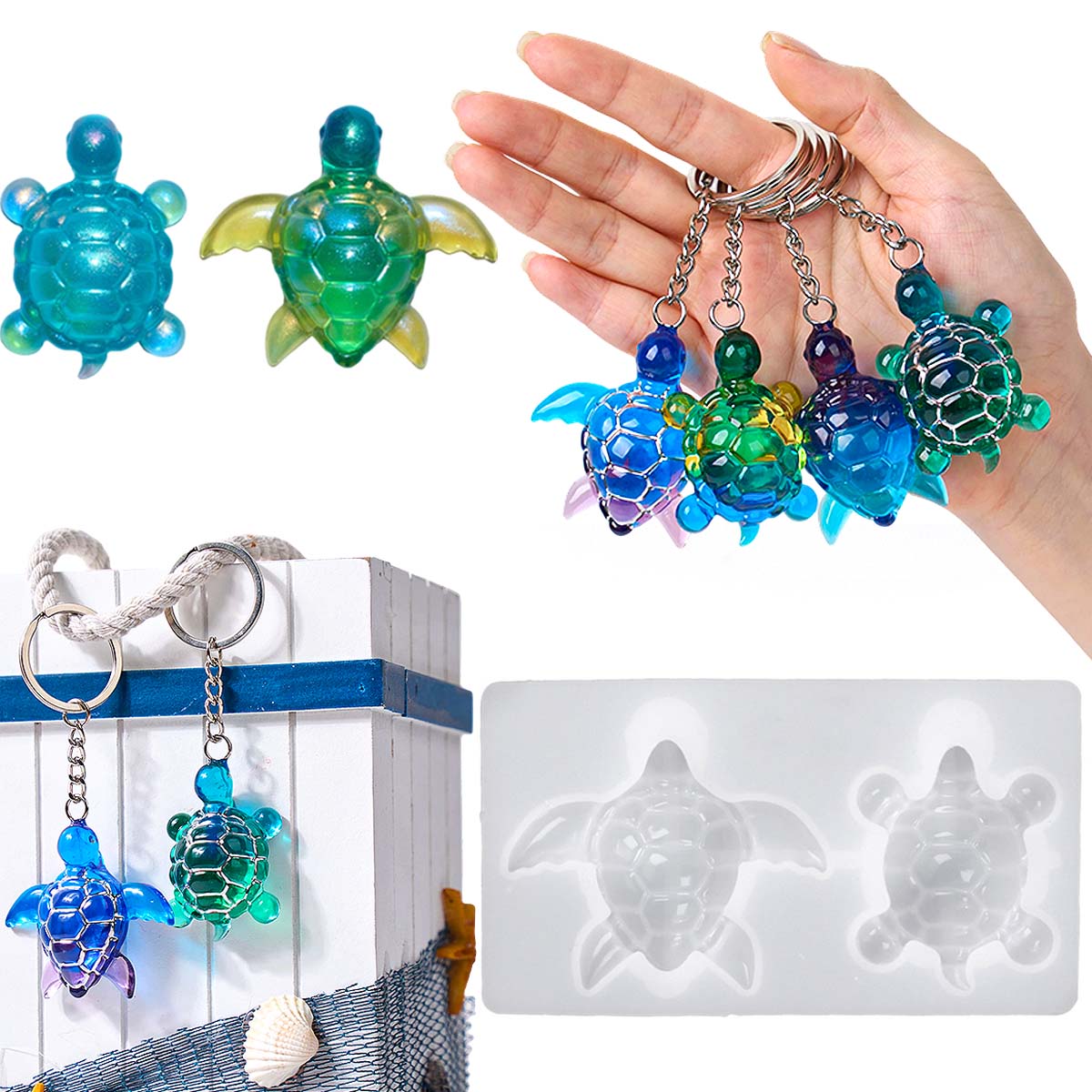 Resin Art Glue - Cetakan Silikon Gantungan Kunci Penyu 3D