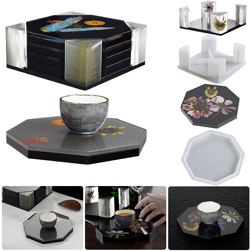 Coaster Mold Square - Kotak penyimpanan Coaster silikon cetakan bulat