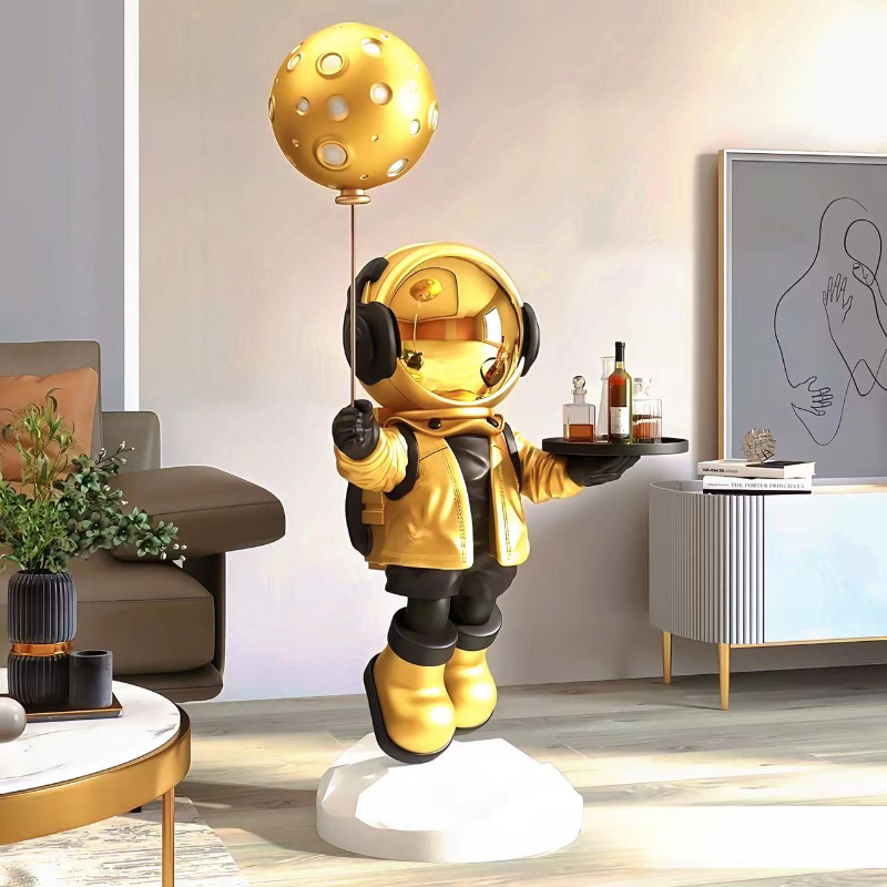 Resin Art In Floor - Ornamen Penyimpanan Berdiri Lantai Astronaut Kreatif