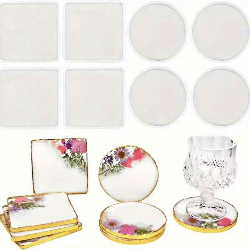 4 buah DlY bulat dan persegi E - Coaster Mold Square ulasan dan harga