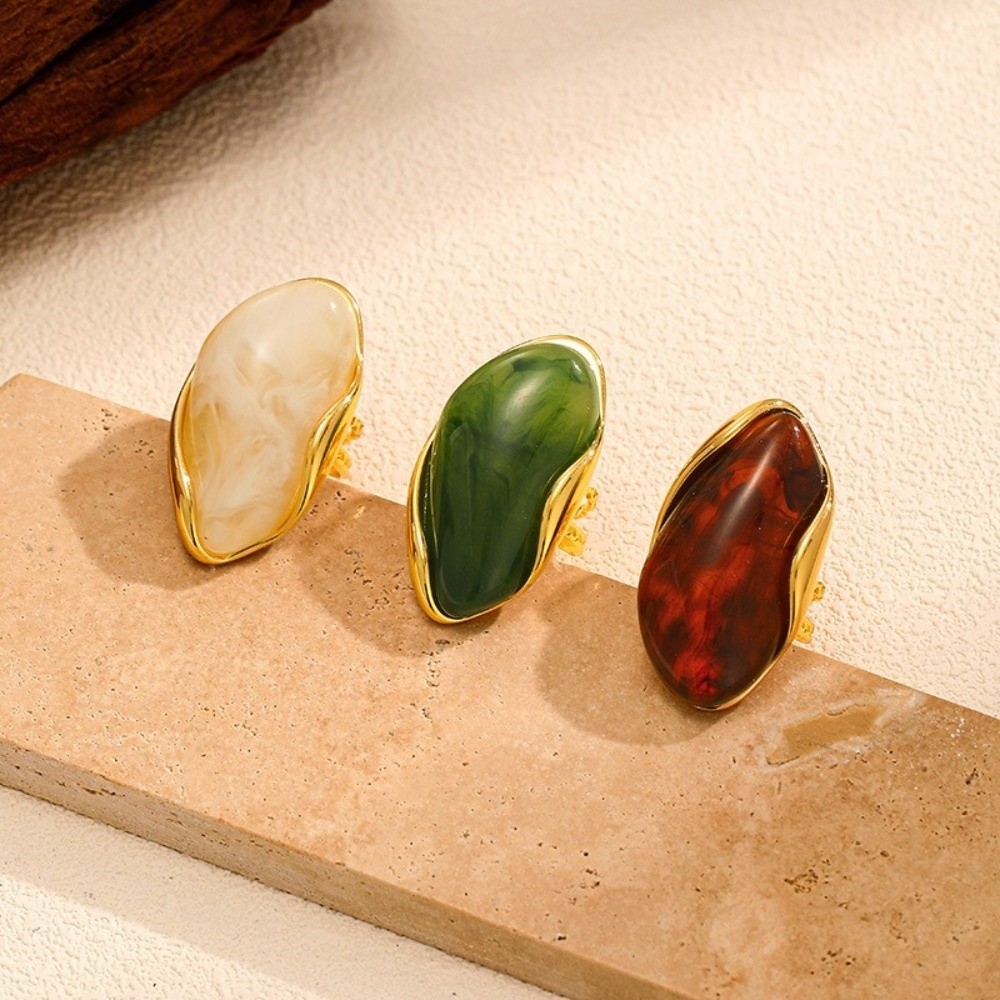 Cincin Bentuk Geometris Stainl - Resin Art Ring ulasan dan harga