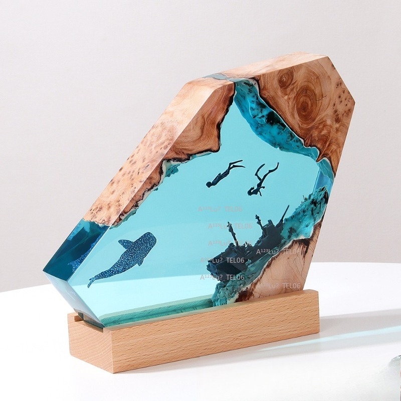 Lampu Malam Resin Kayu Seni La - Resin Art Ocean ulasan dan harga