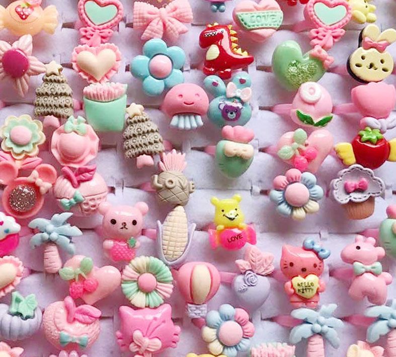 10 buah/lot cincin kartun anak - Resin Art Ring ulasan dan harga