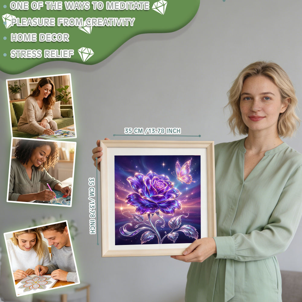Lukisan Berlian Bulat Persegi  - Resin Art Rose ulasan dan harga