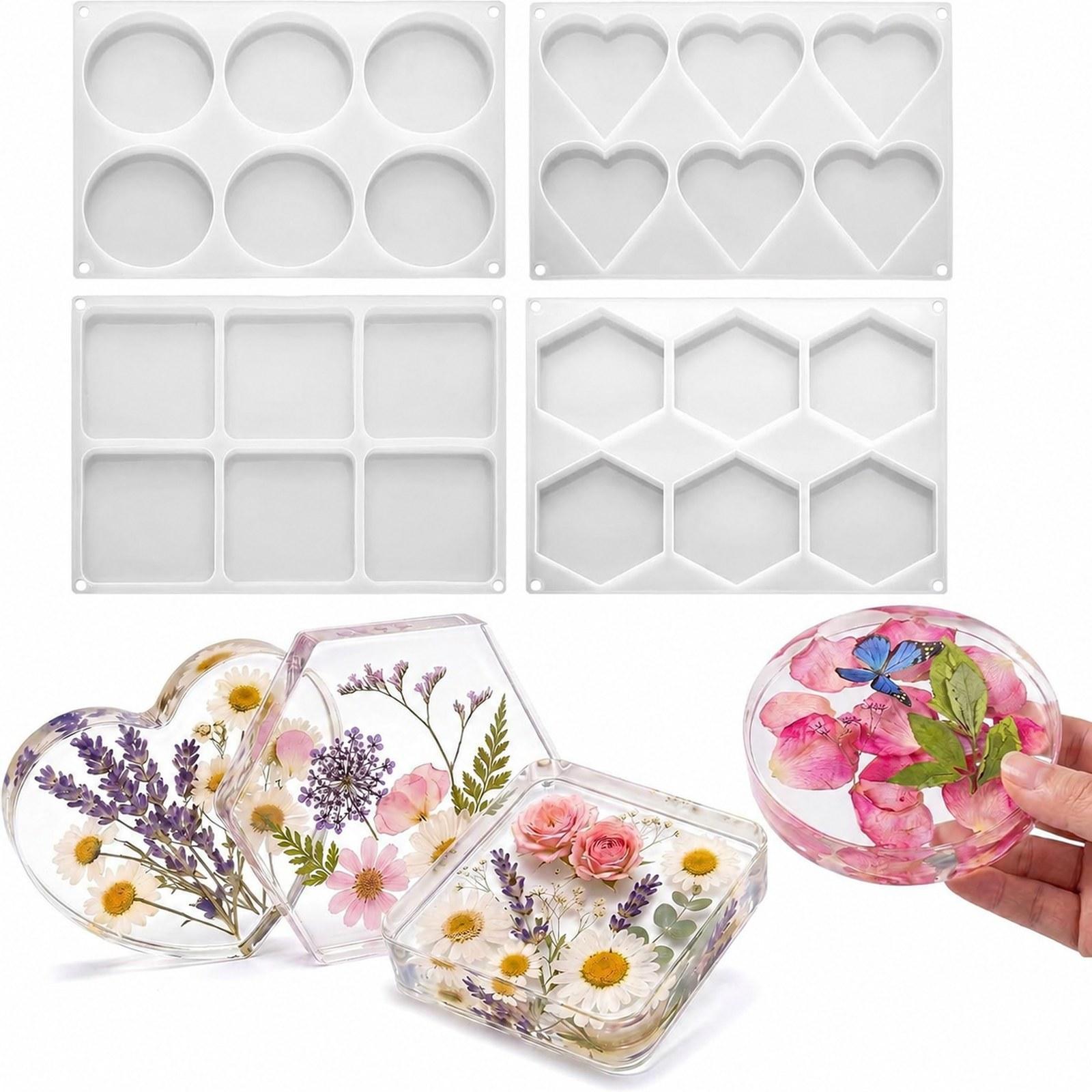 4Pcs Cetakan Coaster Resin Dal - Coaster Mold Square ulasan dan harga