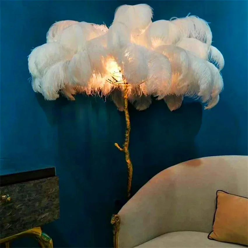 Lampu Lantai Bulu Burung Unta  - Resin Art In Floor ulasan dan harga